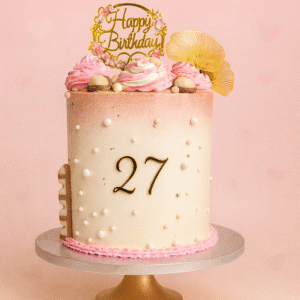 Birthday Cake « Rosé Poudré & Perles » — Âge doré